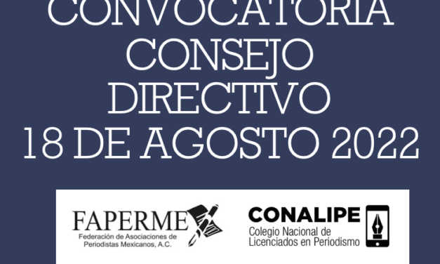 CONVOCATORIA. CONSEJO DIRECTIVO 18 DE AGOSTO 2022.